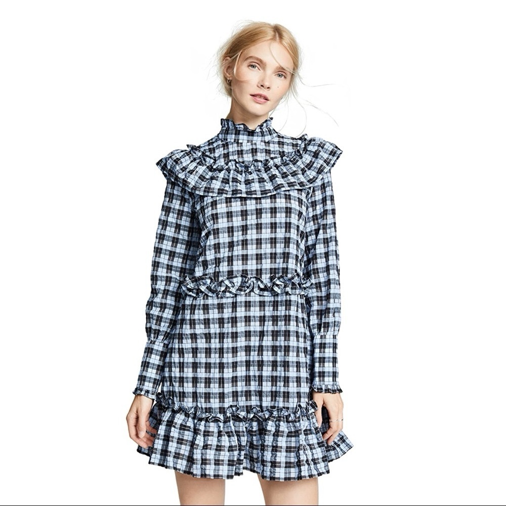 Ganni Charon Dress in Serenity Blue